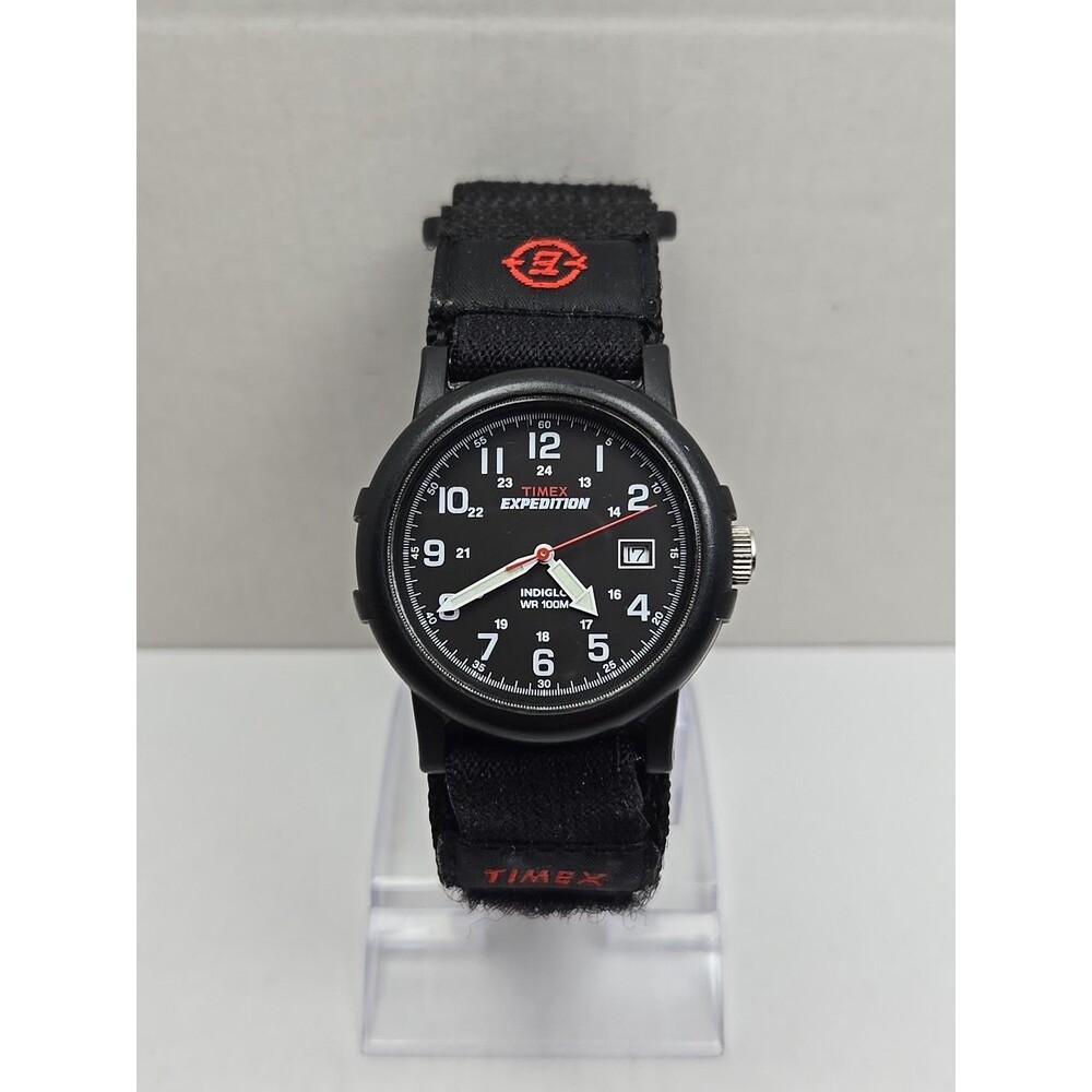 Timex Expedition Camper T40011 Indiglo WR100M Mens Watch New Battery Date Black